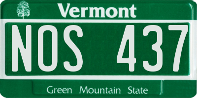 VT license plate NOS437