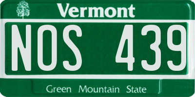VT license plate NOS439