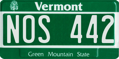 VT license plate NOS442