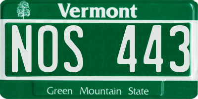 VT license plate NOS443