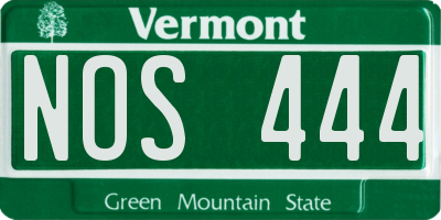 VT license plate NOS444
