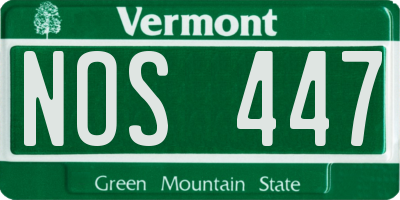 VT license plate NOS447