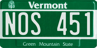 VT license plate NOS451