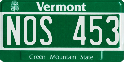 VT license plate NOS453