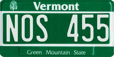 VT license plate NOS455