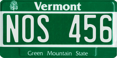 VT license plate NOS456