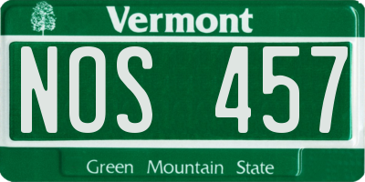 VT license plate NOS457