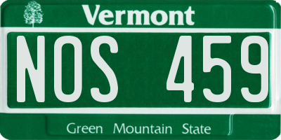VT license plate NOS459
