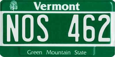 VT license plate NOS462