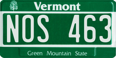 VT license plate NOS463