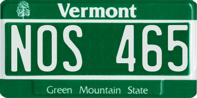 VT license plate NOS465