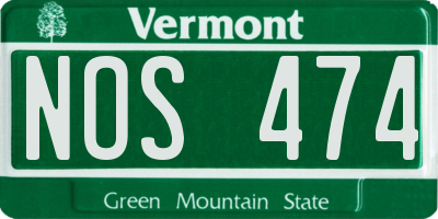 VT license plate NOS474