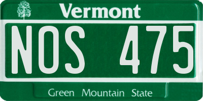 VT license plate NOS475
