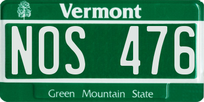 VT license plate NOS476