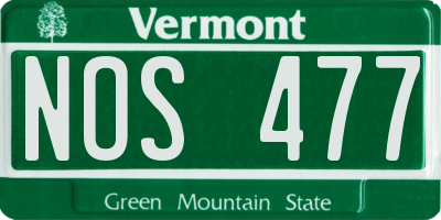 VT license plate NOS477