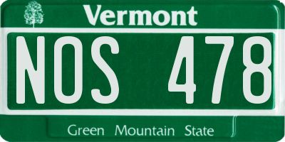 VT license plate NOS478