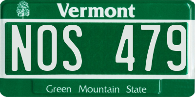 VT license plate NOS479