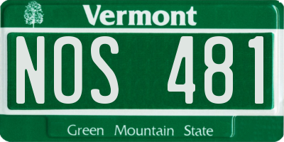 VT license plate NOS481