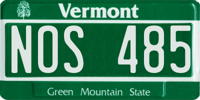 VT license plate NOS485