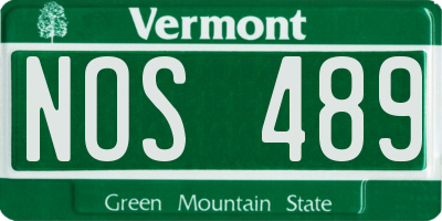 VT license plate NOS489