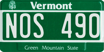 VT license plate NOS490