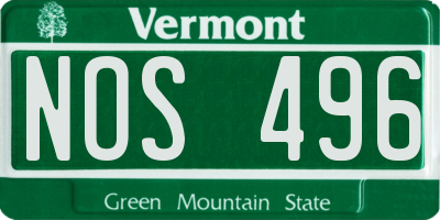 VT license plate NOS496
