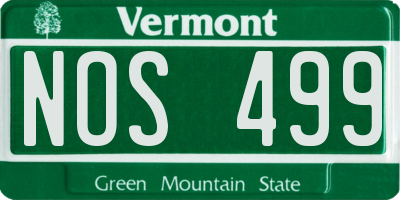 VT license plate NOS499