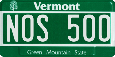 VT license plate NOS500