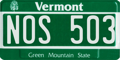 VT license plate NOS503