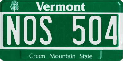 VT license plate NOS504