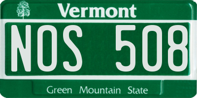 VT license plate NOS508