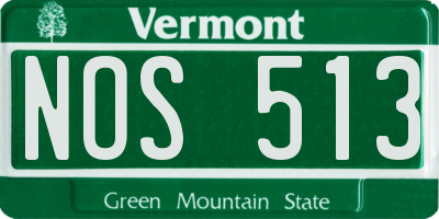 VT license plate NOS513