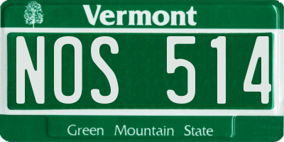 VT license plate NOS514