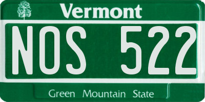 VT license plate NOS522