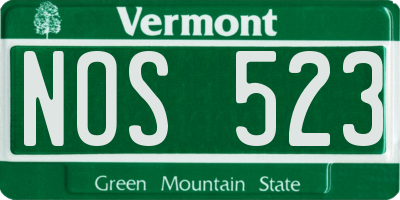 VT license plate NOS523