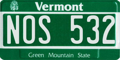 VT license plate NOS532