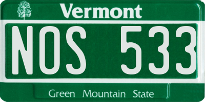 VT license plate NOS533
