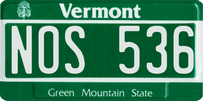 VT license plate NOS536