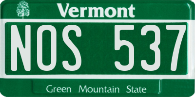 VT license plate NOS537