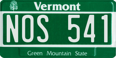 VT license plate NOS541