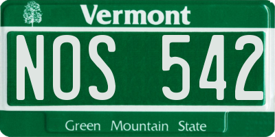 VT license plate NOS542