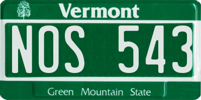 VT license plate NOS543
