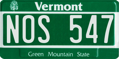VT license plate NOS547