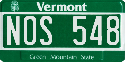 VT license plate NOS548
