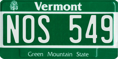 VT license plate NOS549