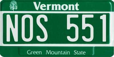 VT license plate NOS551