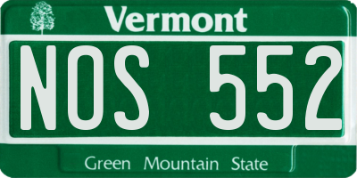 VT license plate NOS552