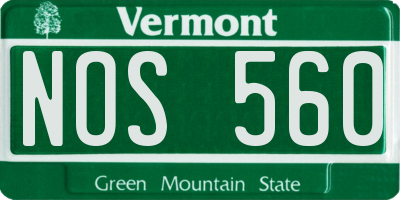 VT license plate NOS560