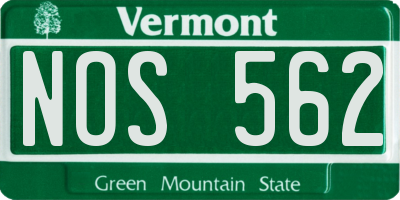VT license plate NOS562
