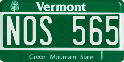 VT license plate NOS565